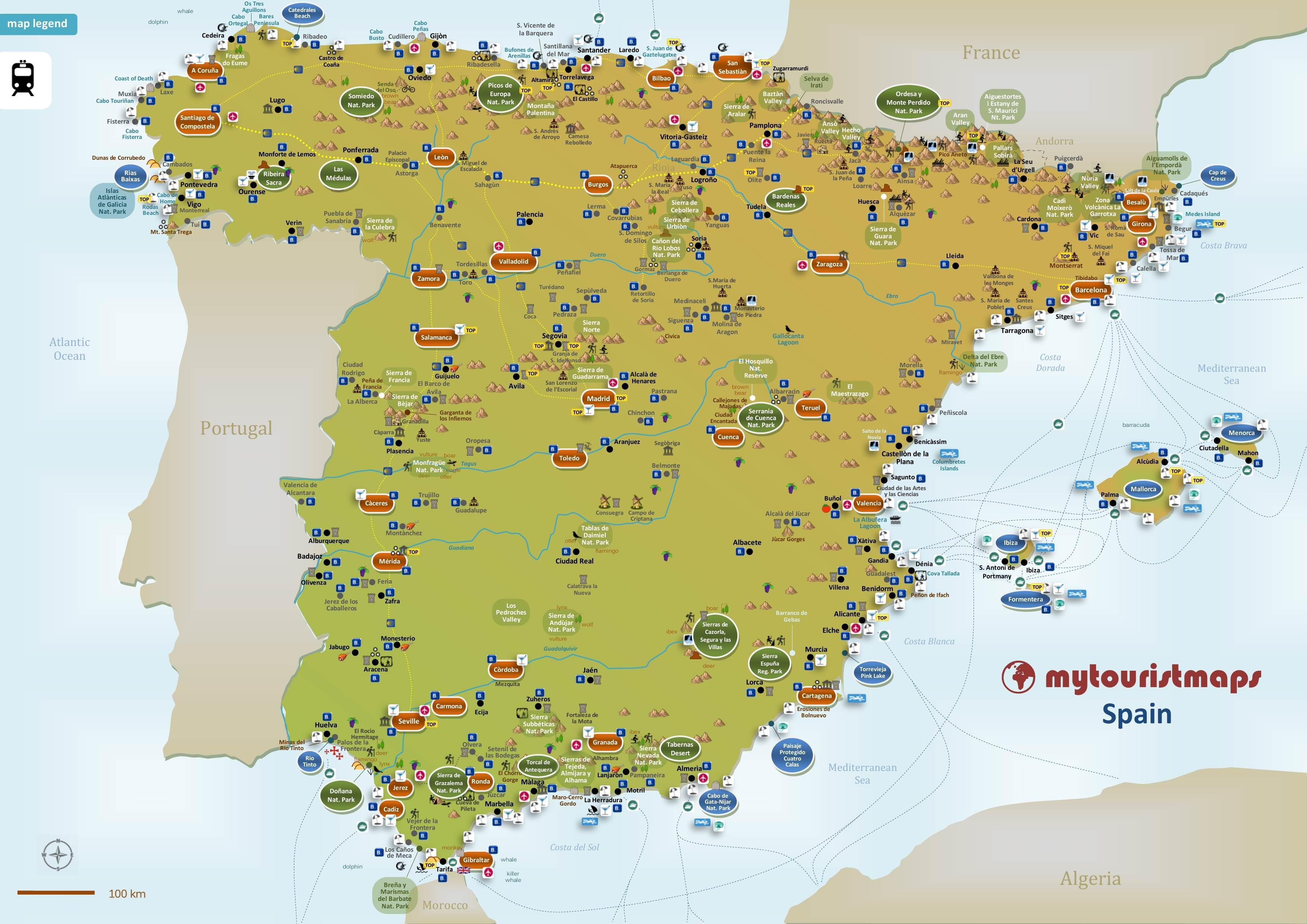 turistická mapa španělska Španělsko, turistická mapa   Mapa Španělska, turistická (Jižní  turistická mapa španělska