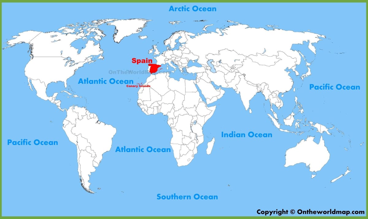 mapa světa ukazuje, Španělsko