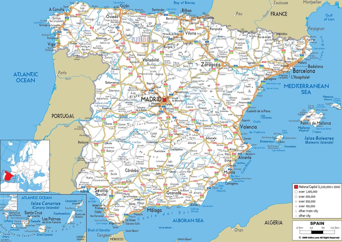 Španělsko mapa trasy