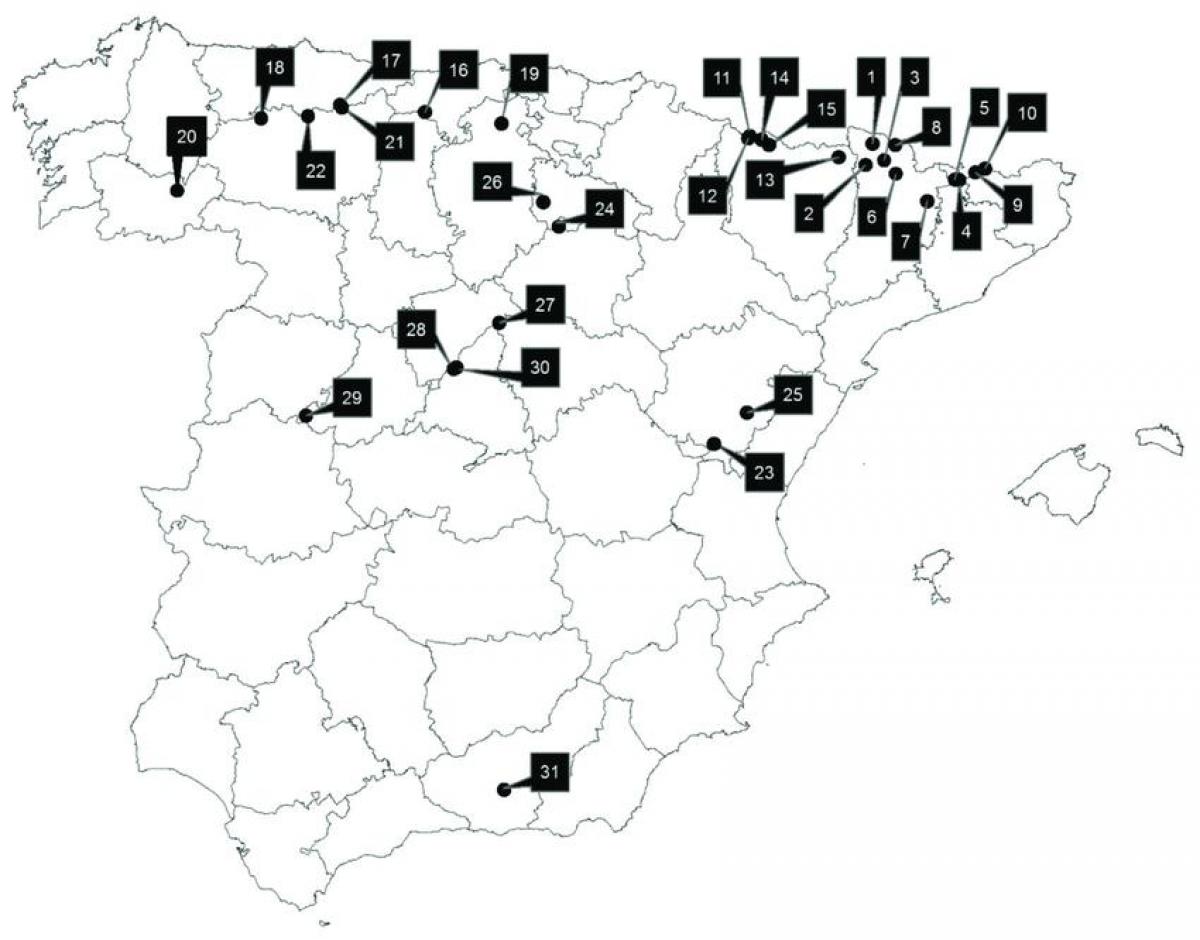 Španělsko mapa lyžařských středisek