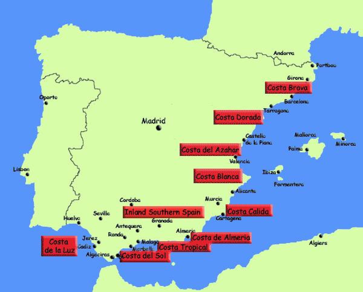 mapa jižní Španělsko rekreační střediska