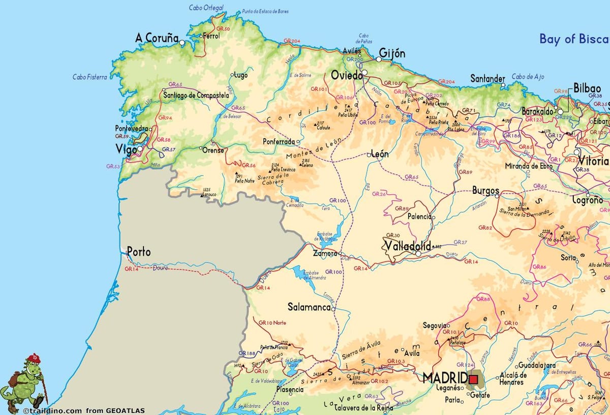 mapa Španělska západní
