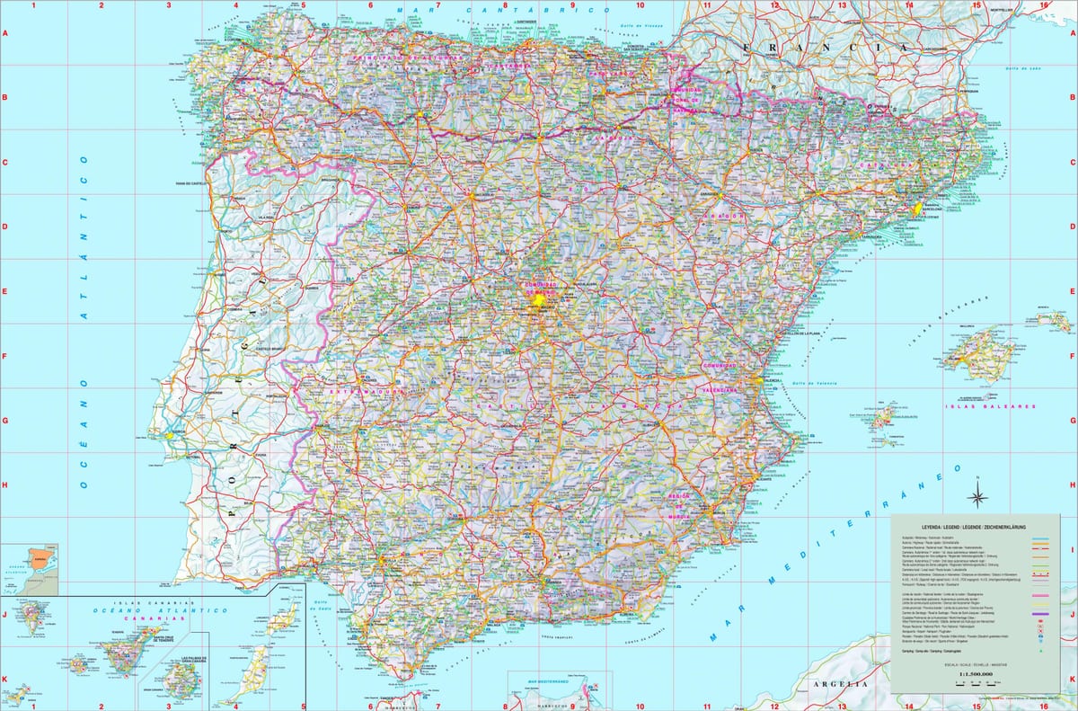 označené mapě Španělska