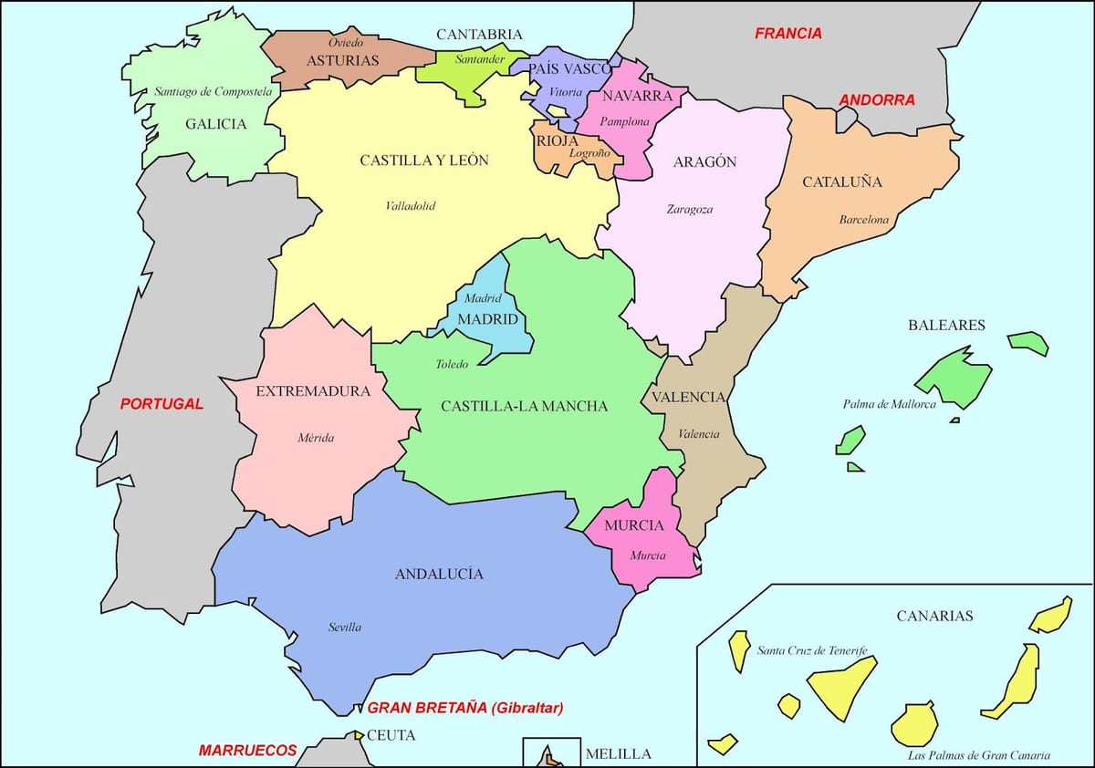 mapa Španělska středověké
