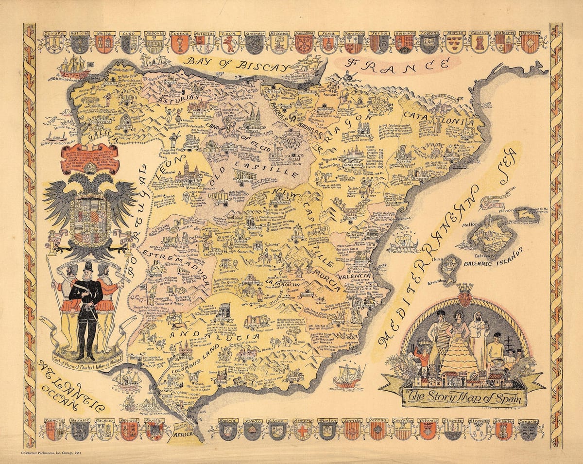 vintage mapa Španělska