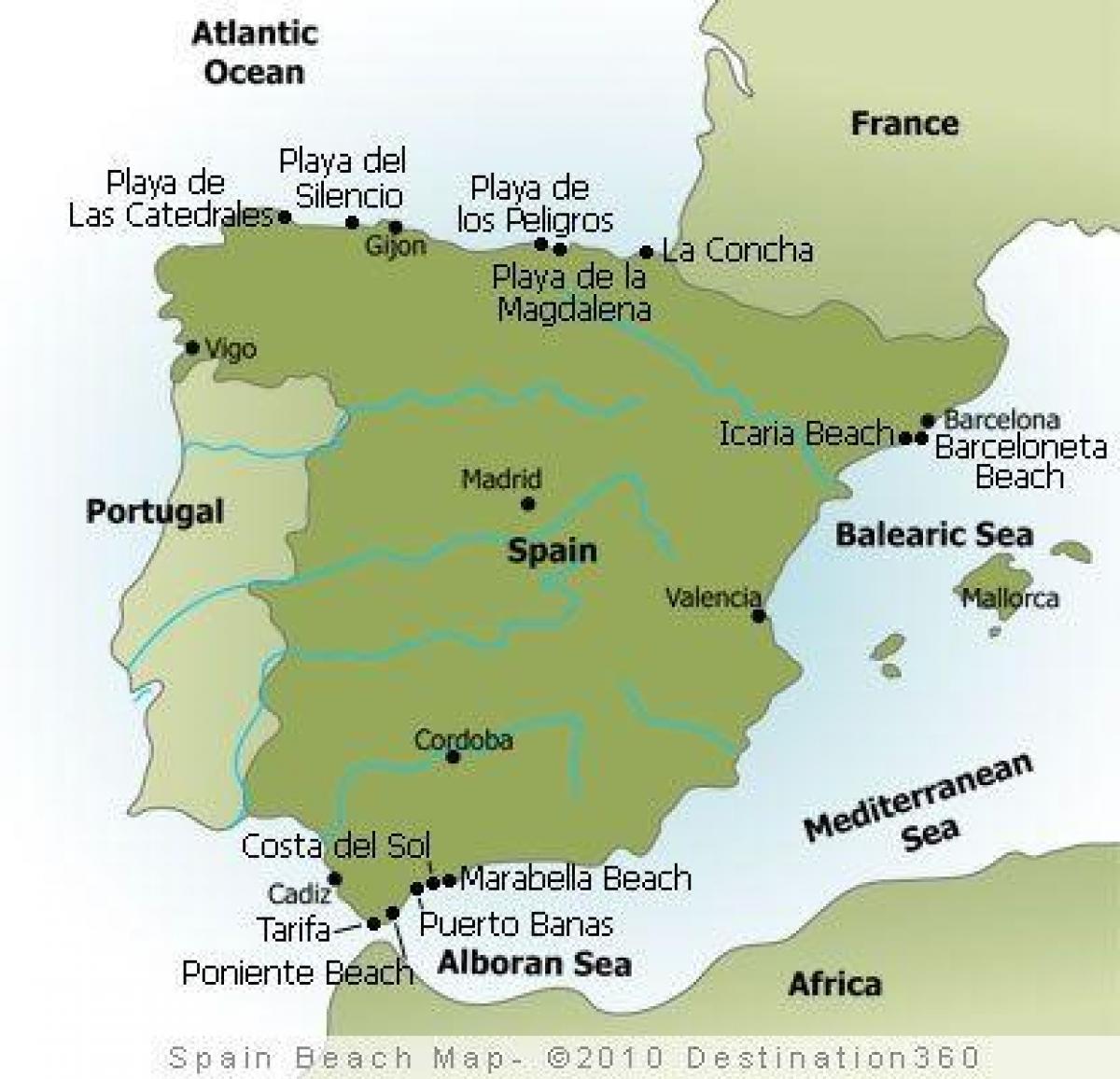 mapa Španělska pláže