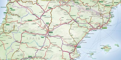 Mapa Španělska, železniční