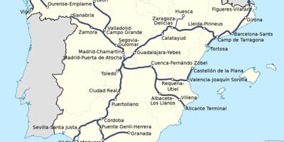 Ave vlaky Španělsko mapa trasy