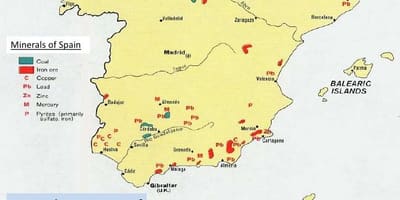 Mapa Španělska přírodní zdroje