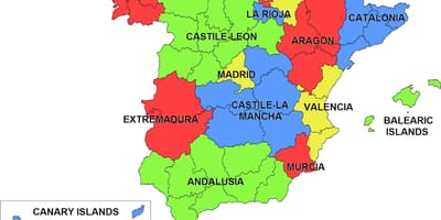 Mapa Španělska a regionů