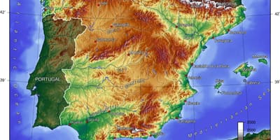 Mapa Španělska nadmořská výška