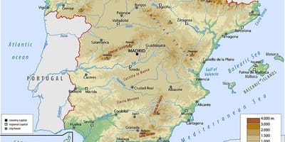 Fyzická mapa Španělska