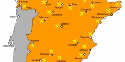 Španělsko mapa letišť