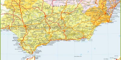 Podrobná mapa jižní Španělsko