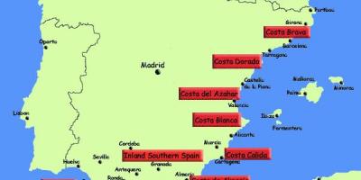 Mapa jižní Španělsko rekreační střediska