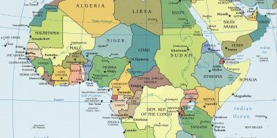 Afrika a Španělsko mapě