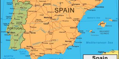 Mapa Španělska a sousedních zemí