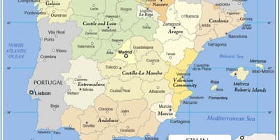 Mapa Španělska politické