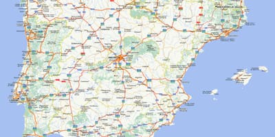 Silniční mapa Španělska s městy