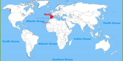 Mapa světa ukazuje, Španělsko
