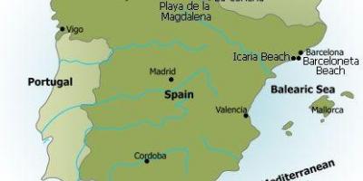 Mapa Španělska pláže