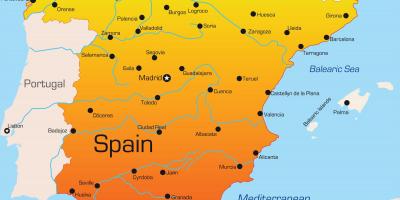 Prázdninové destinace ve Španělsku mapě
