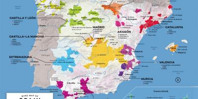 Vína Španělska mapě